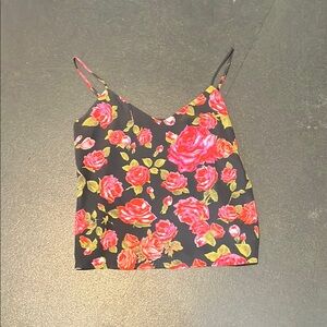 L'AGENCE Black and Pink Sleeveless Silk Camisole